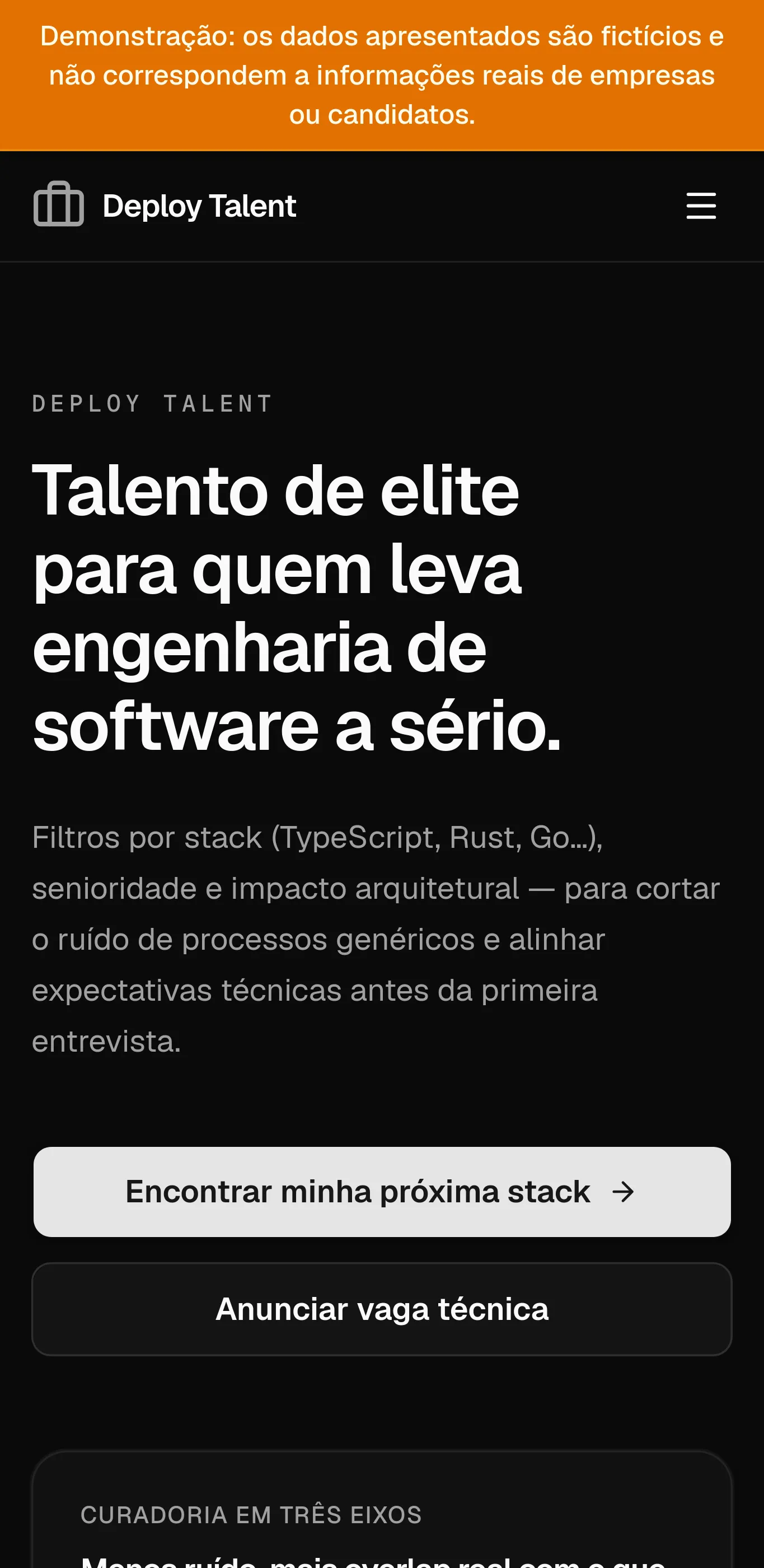 Captura do projeto: ATS multi-tenant · NestJS · deploy em produção